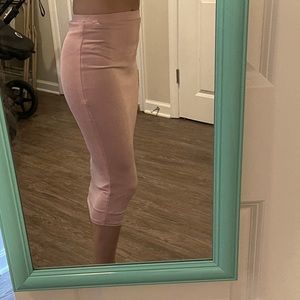 Guess light pink shiny tight midi skirt